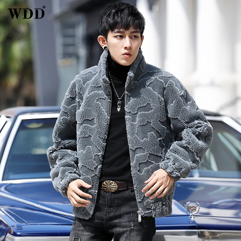Goat Cut Suede Coat Men Genuine Leather Leather Clothing Short big coat grain suede fur integrated trend youth standout jacket