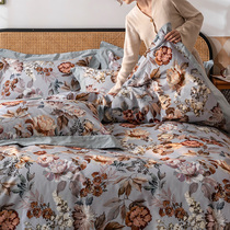 American 100-piece thickened brushed cotton bed four-piece cotton autumn and winter warm quilt cover sheet high-end bedding 4