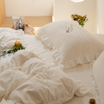 Princess wind thickened milk velvet four-piece winter girl heart lotus leaf quilt warm coral fleece bedding