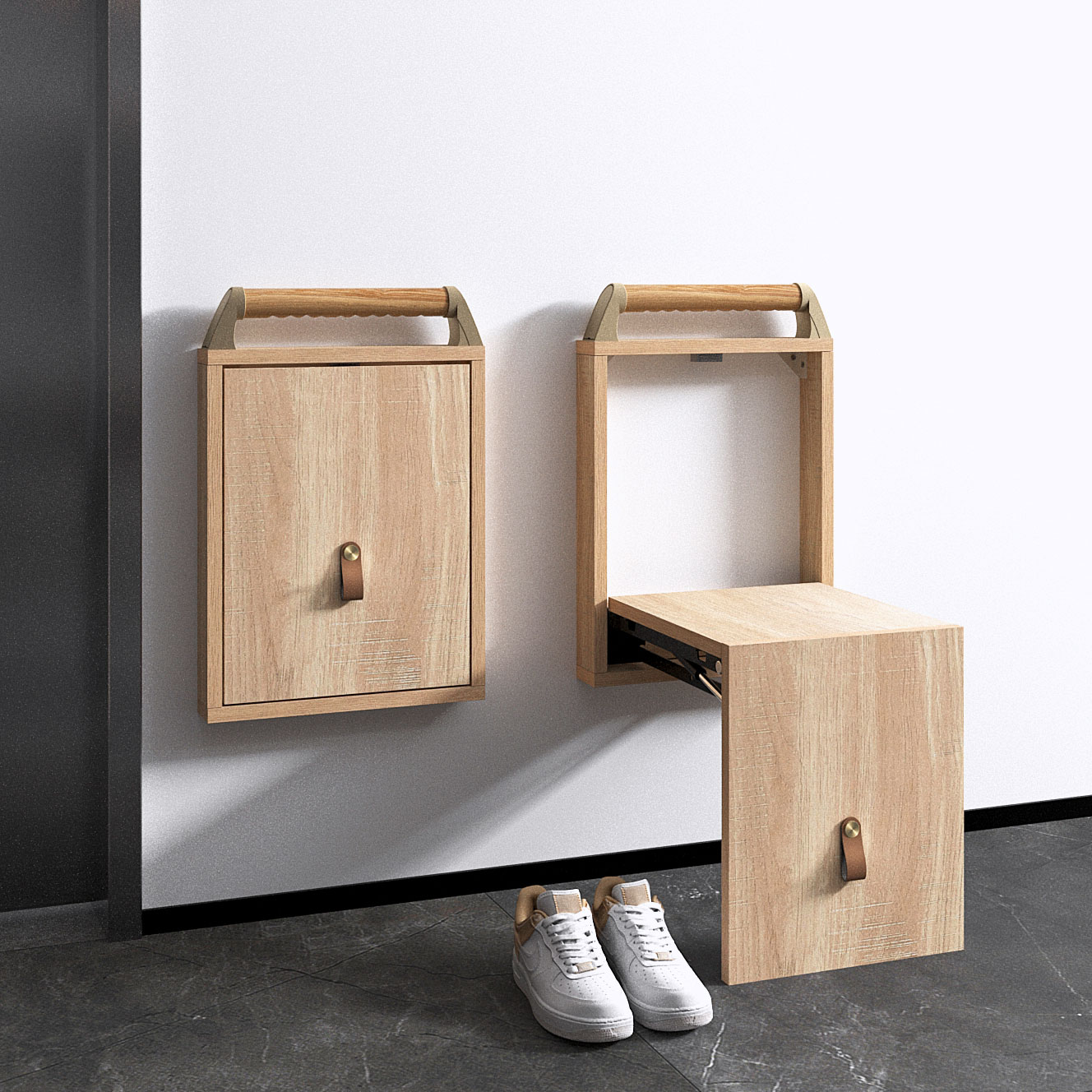 Ultra-thin foldable shoe-changing stool wall-mounted patch wall Home doorway Genguan Invisible Flex Wear and stool upper door mount-Taobao