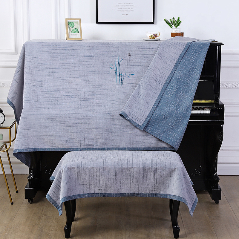 Piano Cover Towel Half Hood Dust Resistant Cloak Universal Hemp Cloth Minimalist Embroidery Cloth Art Piano Full Beatle Wind