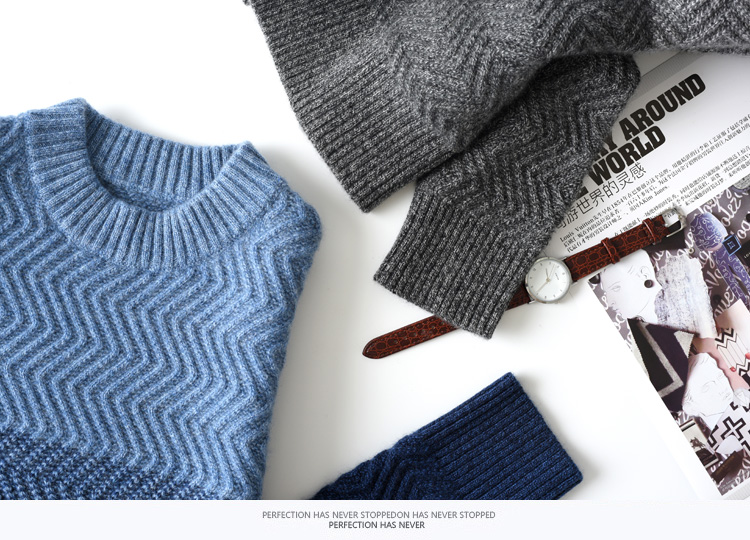 Áo len cashmere nguyên chất nam cổ tròn màu dài tay kết hợp dày đầu lỏng phiên bản Hàn Quốc của áo len dệt kim mùa đông áo khoác jean nam