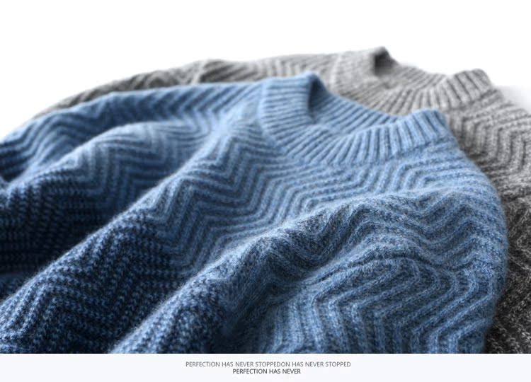 Áo len cashmere nguyên chất nam cổ tròn màu dài tay kết hợp dày đầu lỏng phiên bản Hàn Quốc của áo len dệt kim mùa đông áo khoác jean nam