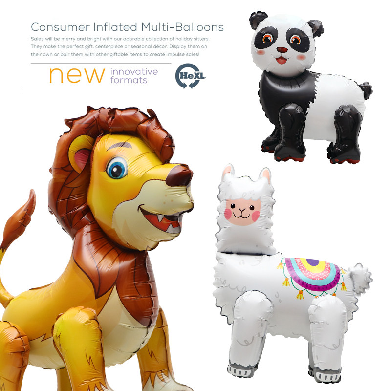 Party decoration props toys 4D stereo stand aluminum panda cartoon shaped aluminum film atmosphere balloon