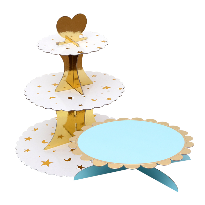 Birthday Party Decoration Arrangement Props Cake Rack Disposable Paper Cake Taster Snack Dessert Rack Cake Tray 