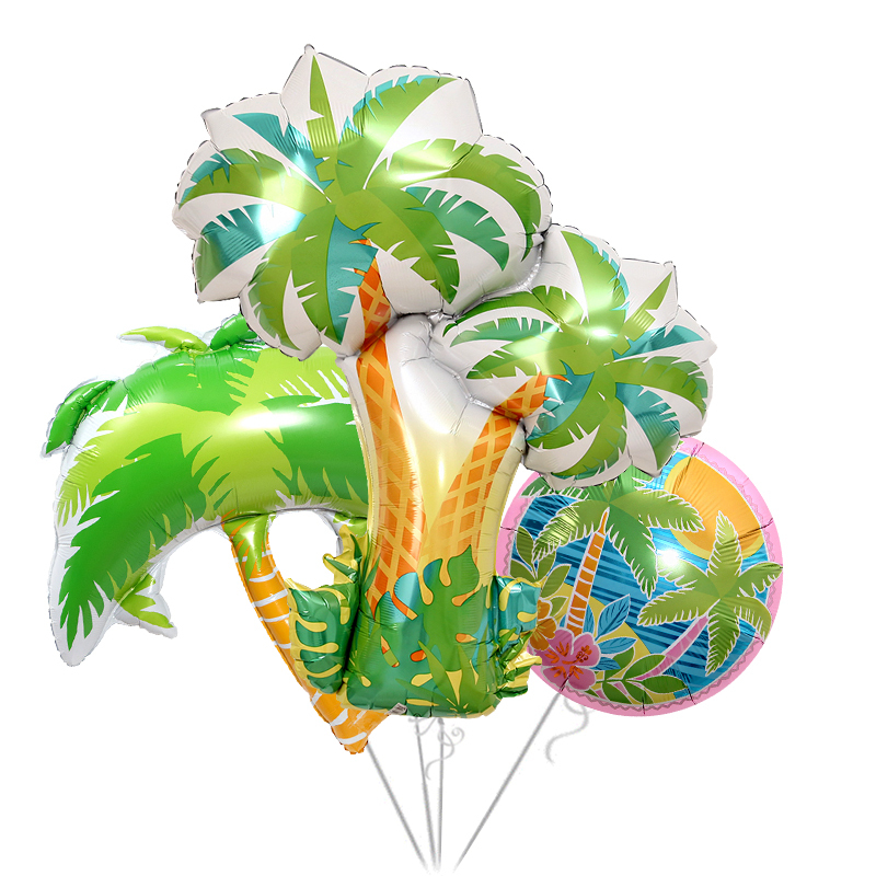Party Decoration Arrangement Balloons Forest Trees Coconut Tree Shape Cartoon Aluminum Foil Balloons Leaves Large Cute Balloons