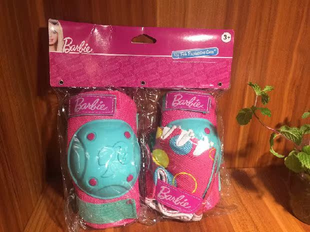 Mỹ nhập khẩu BARBIE Barbie Đồ chơi trẻ em và thanh thiếu niên Đồ lót đầu gối Miếng lót khuỷu tay Giày trượt patin Bộ dụng cụ bảo vệ vớ bọc ống đồng