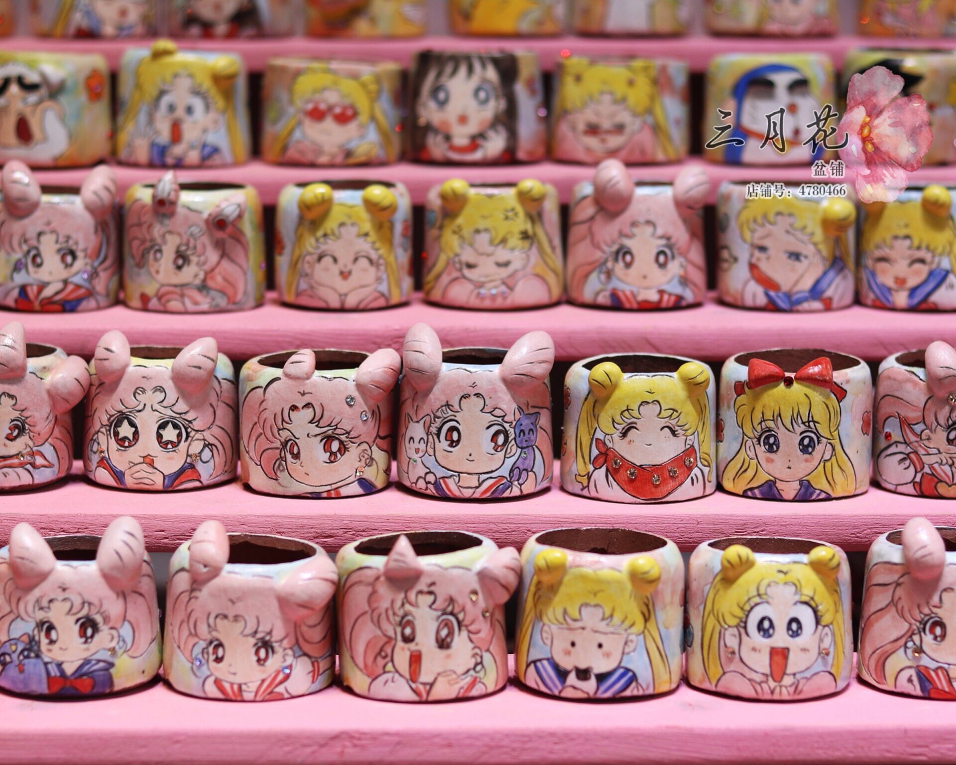 Korean new creative hand-painted cute three-dimensional sailor moon series thumb succulents meat cone pp flower pot