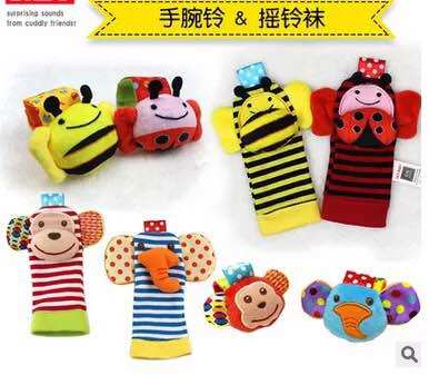 Skkbaby Baby Watch with wrist ringing bell sockMonkey elephant ringing socks with paper ringing bell plush toy