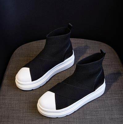 South Korea's new high-cylinder elastic socks shoes women's autumn and winter thick bottom heightening shoes 100 hitchhiking daddy shoes Sox boots