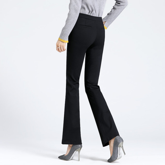 Flared pants women's high waist 2024 spring new slim trousers casual black slightly flared long trousers