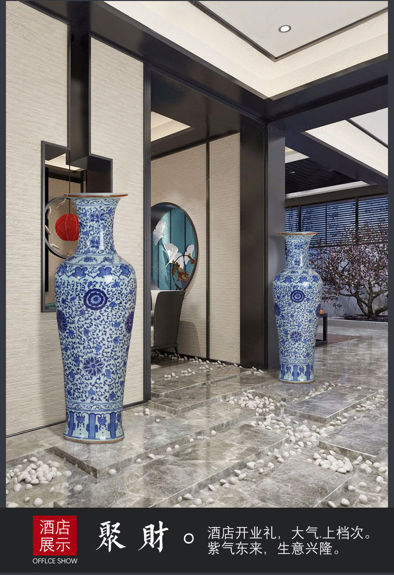 Blue and white porcelain of jingdezhen ceramics hand - made archaize crack of large vases, furnishing articles of Chinese style living room decorations