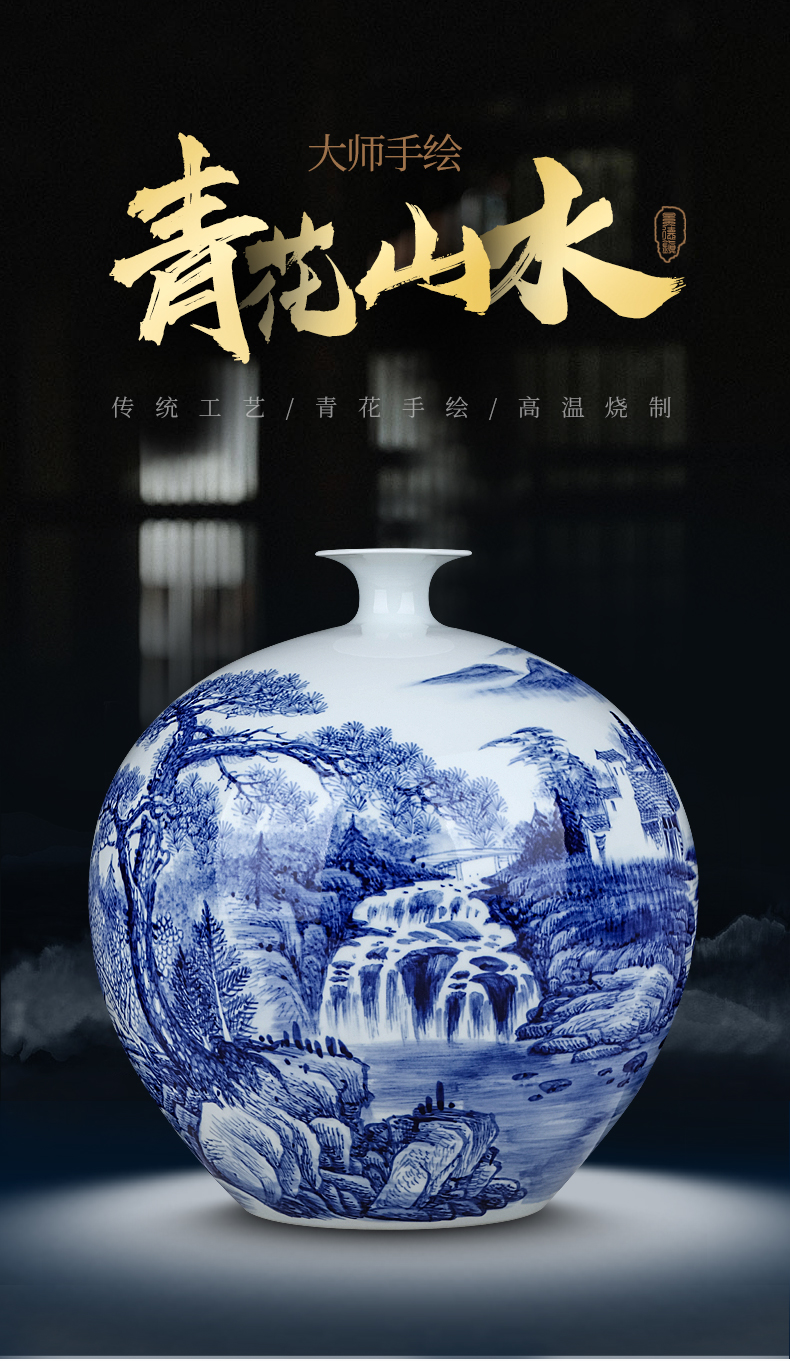 Jingdezhen ceramics vase furnishing articles by hand - made pomegranate bottles of Chinese style living room home flower arranging wine accessories