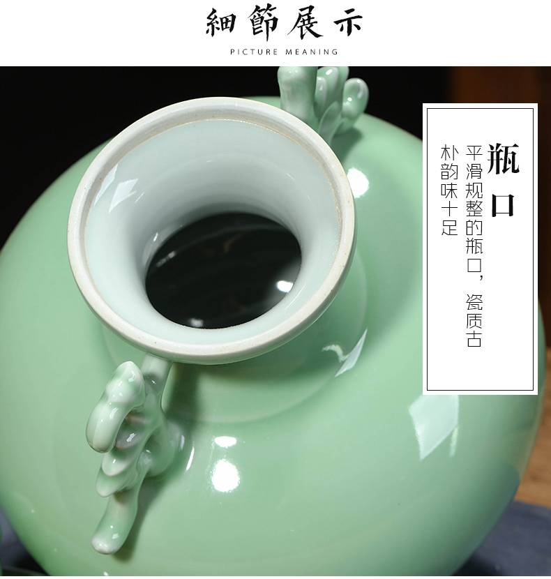 Jingdezhen ceramics craft archaize shadow blue glaze ears storage tank with cover of new Chinese style household adornment furnishing articles