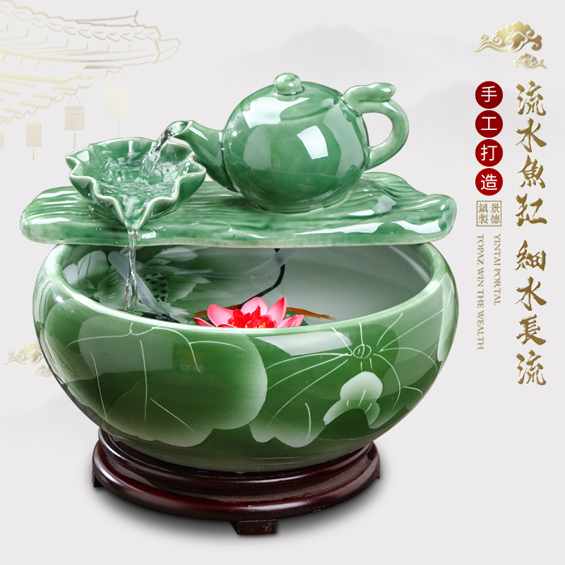Jingdezhen ceramic fountain circulating water tank furnishing articles office desktop TV ark home sitting room adornment