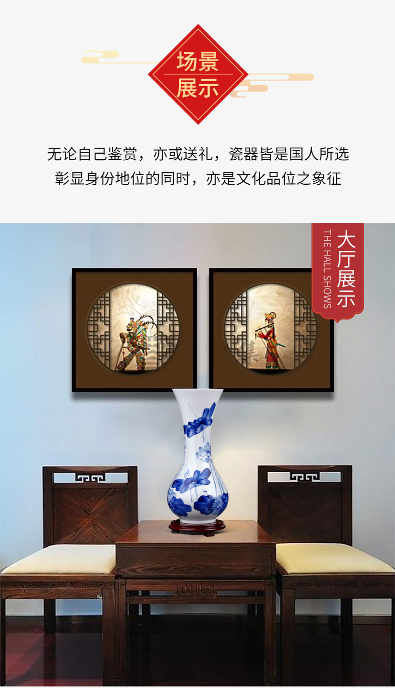 Jingdezhen ceramics hand - made of blue and white porcelain vase furnishing articles sitting room of the new Chinese style household flower arranging TV ark, adornment