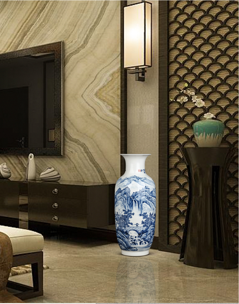 The Master of jingdezhen blue and white porcelain vase furnishing articles hand - made ceramics dried flower arranging flowers sitting room of Chinese style household ornaments