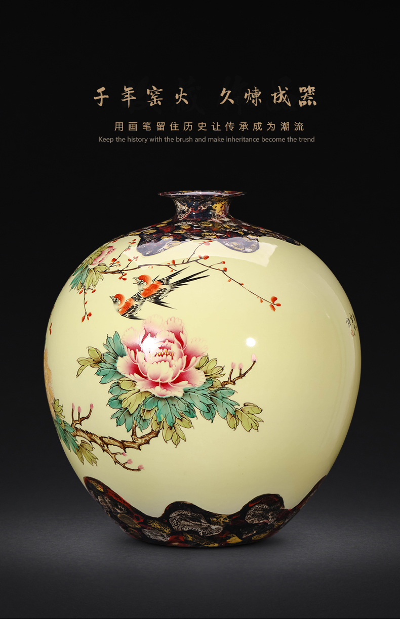 Jingdezhen ceramics famous hand - made powder enamel vase furnishing articles large sitting room porch decoration of Chinese style household