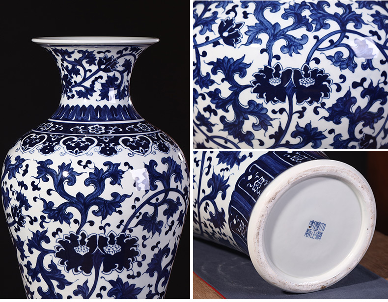 Jingdezhen ceramics hand - made antique blue and white porcelain vases, flower arranging large home furnishing articles, the sitting room porch decorations