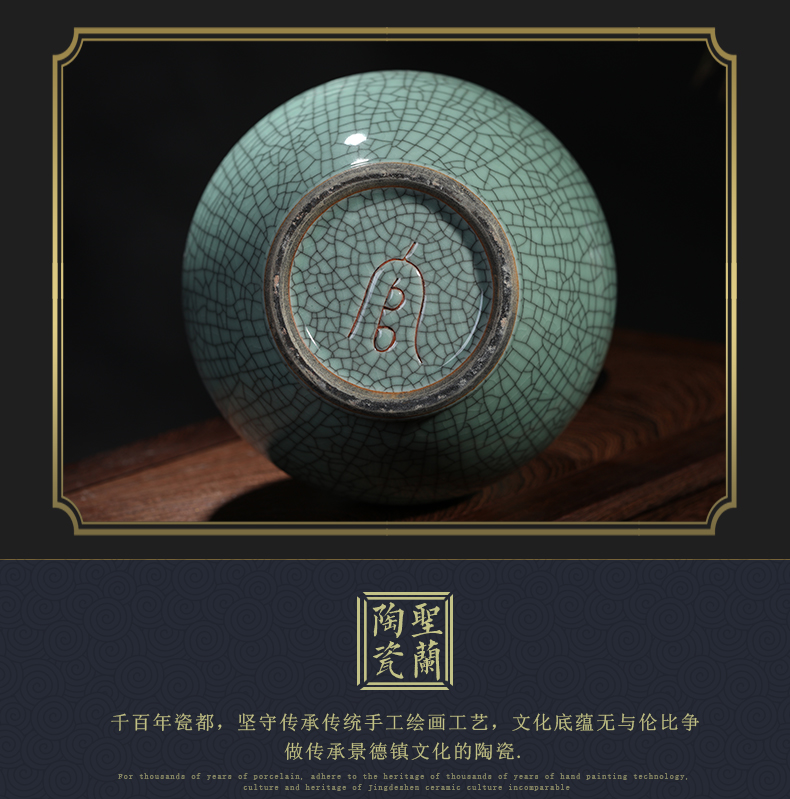 Jingdezhen ceramics vase guanyao Chinese style household furnishing articles flower arranging archaize sitting room TV cabinet decorative arts and crafts