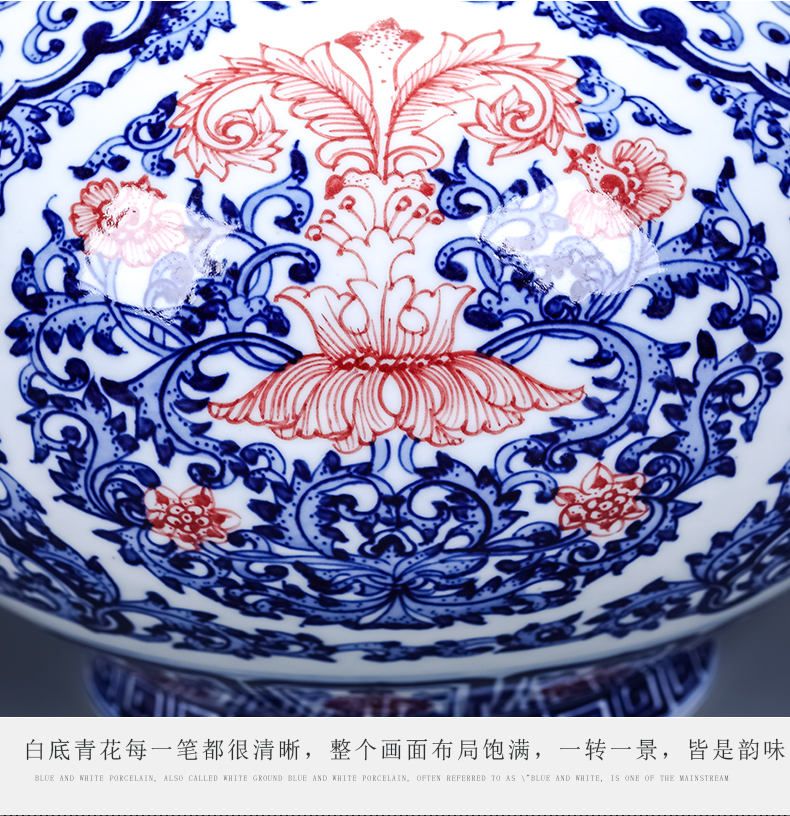 Jingdezhen ceramics imitation qianlong hand - made of blue and white porcelain vases, the new Chinese rich ancient frame sitting room adornment is placed