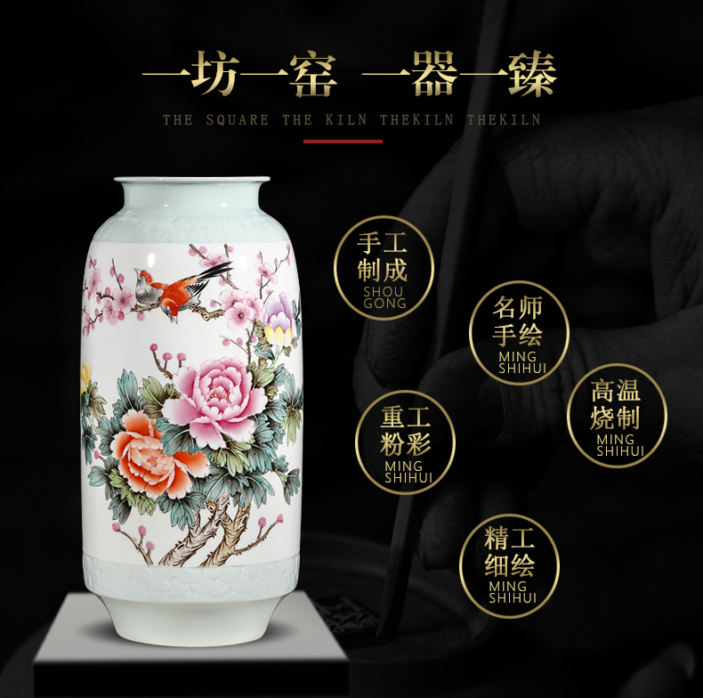 Jingdezhen ceramics famous hand - made enamel vase furnishing articles sitting room flower arranging upscale Chinese style household ornaments