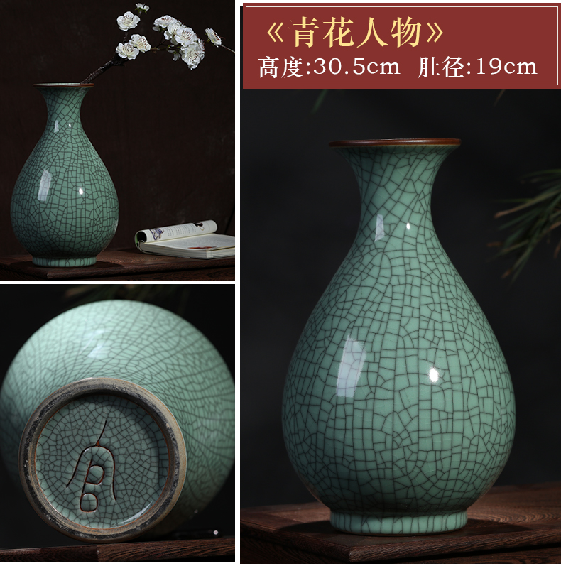 Jingdezhen ceramics vase guanyao Chinese style household furnishing articles flower arranging archaize sitting room TV cabinet decorative arts and crafts