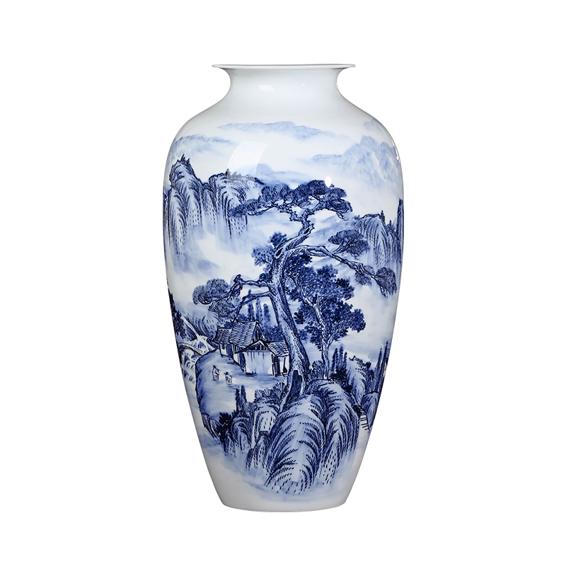 Jingdezhen ceramics by hand draw flower arranging Chinese antique blue and white porcelain vase is placed in the sitting room porch decoration