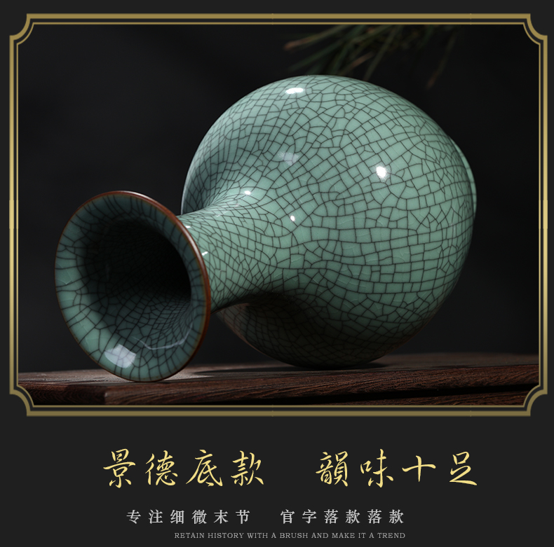 Jingdezhen ceramics vase guanyao Chinese style household furnishing articles flower arranging archaize sitting room TV cabinet decorative arts and crafts