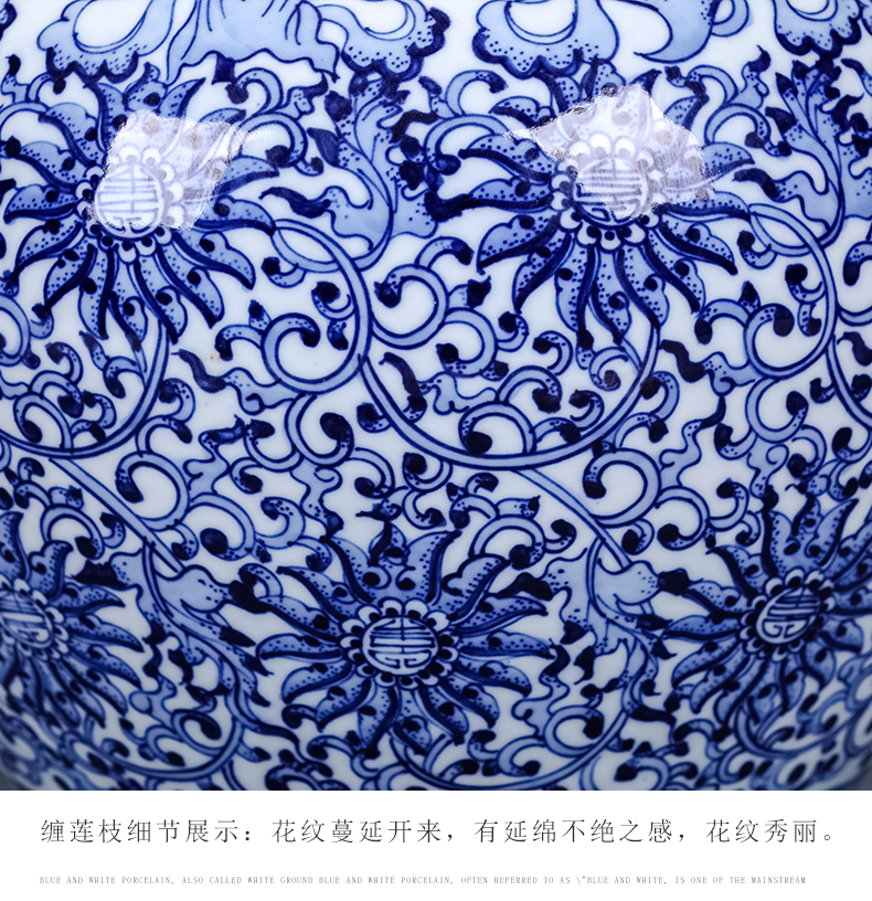 Jingdezhen ceramics imitation qianlong hand - made the ears of the blue and white porcelain vase furnishing articles Angle of new Chinese style living room what ornaments