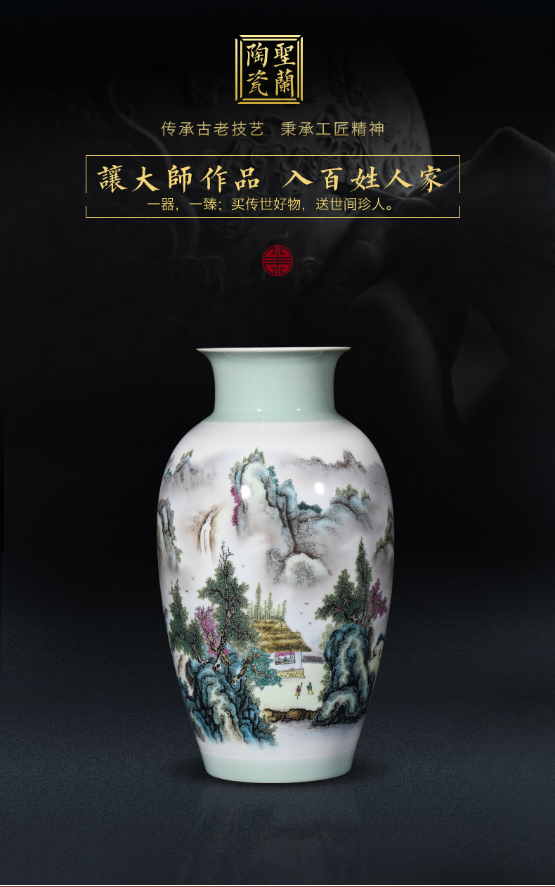 Jingdezhen ceramic vase furnishing articles sitting room flower arranging landscape painting Chinese porcelain home wine cabinet TV ark, adornment