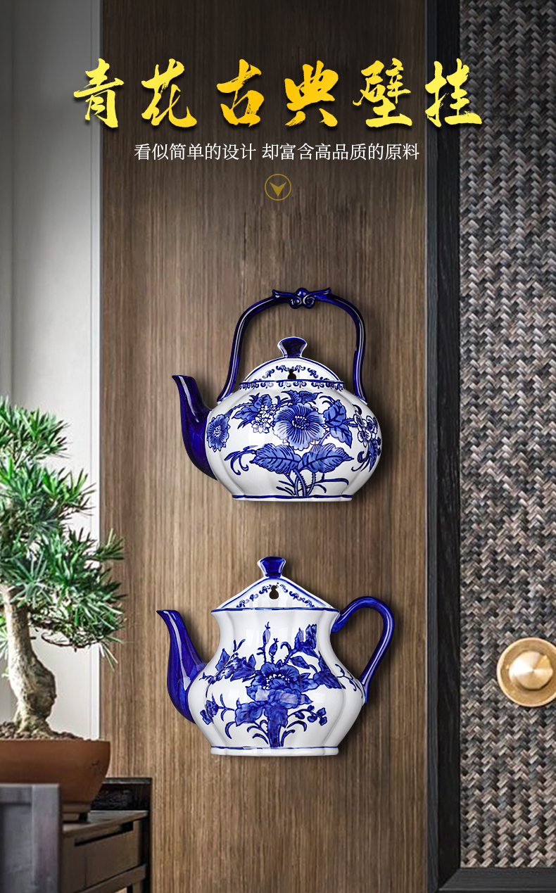 Sitting room sofa background wall hang modern new Chinese style porch creative metope adornment blue and white porcelain vase wall act the role ofing