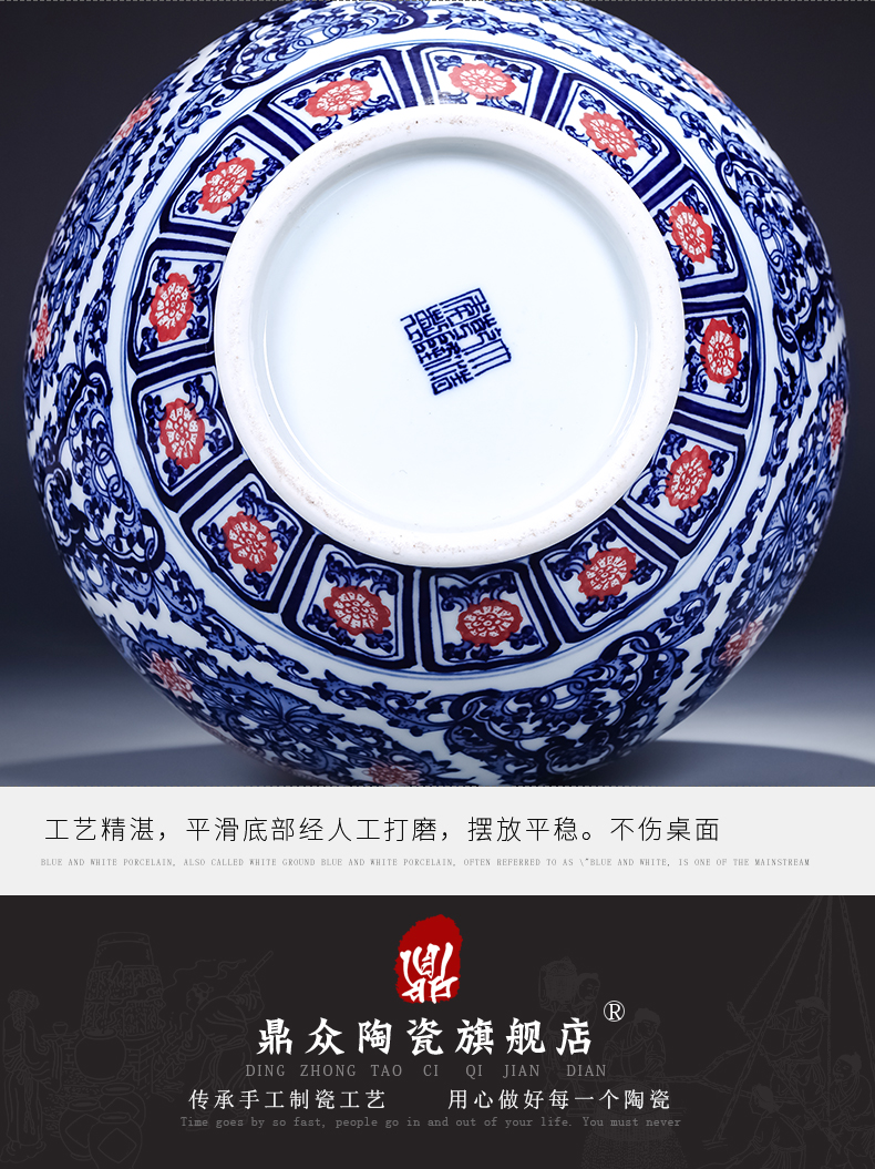 Jingdezhen ceramics imitation qianlong hand - made of blue and white porcelain vases, flower arranging new Chinese style living room TV cabinet decorative furnishing articles