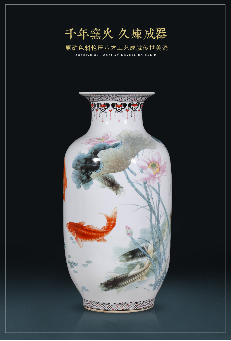 Jingdezhen ceramics powder enamel ground vases, flower arranging home sitting room porch place large TV ark, decorations