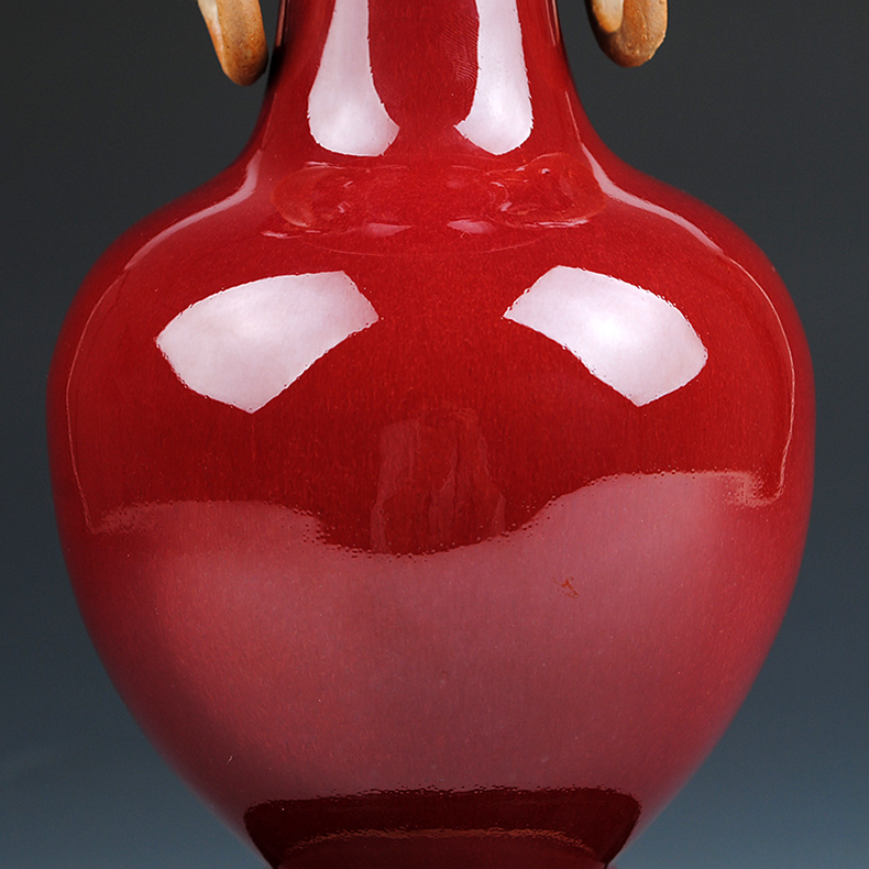 Ruby red vase furnishing articles archaize jun porcelain of jingdezhen ceramics handicraft Chinese rich ancient frame TV ark, adornment