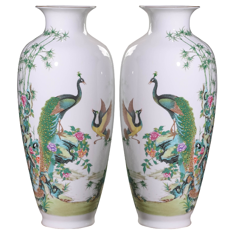 Jingdezhen ceramics powder enamel vase furnishing articles furnishing articles sitting room porch decoration of Chinese style household ikebana arts and crafts