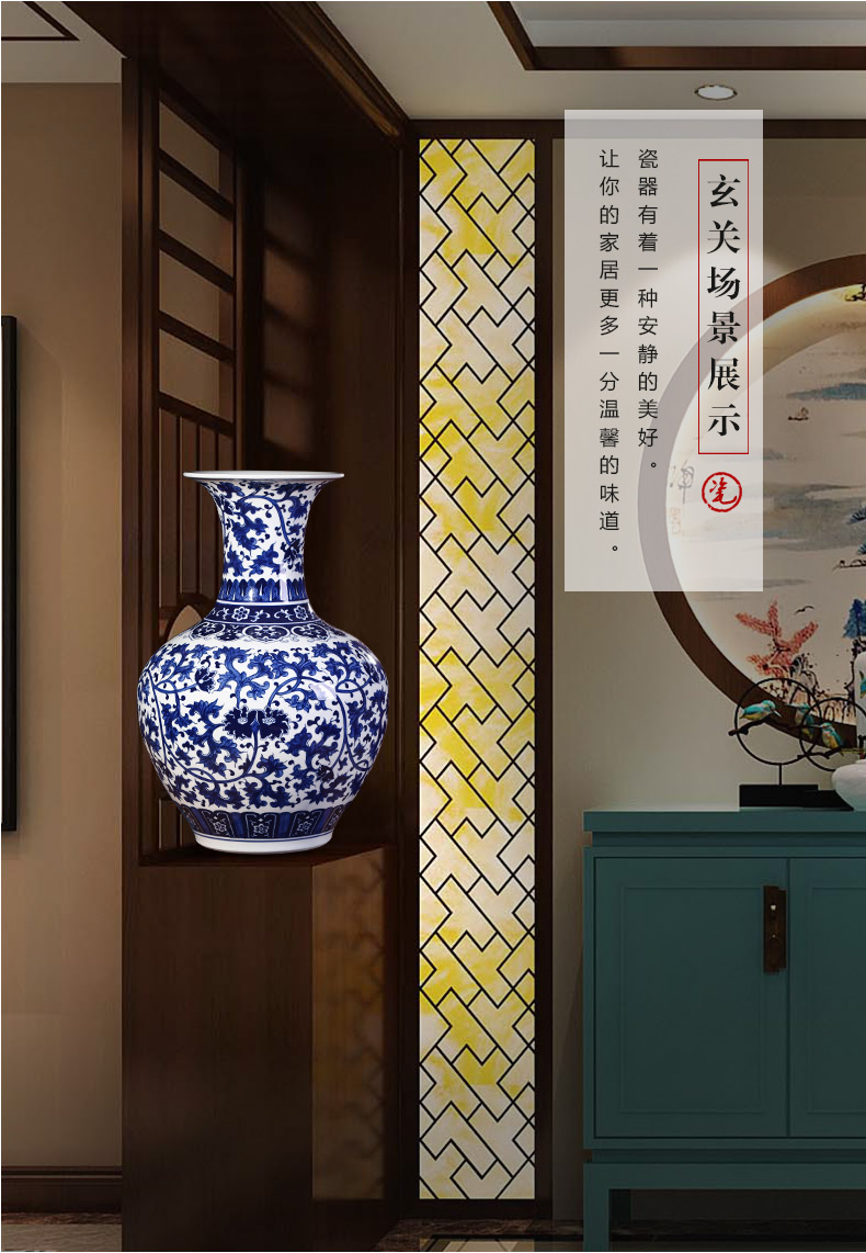 Jingdezhen ceramics hand - made antique blue and white porcelain vases, flower arranging large home furnishing articles, the sitting room porch decorations