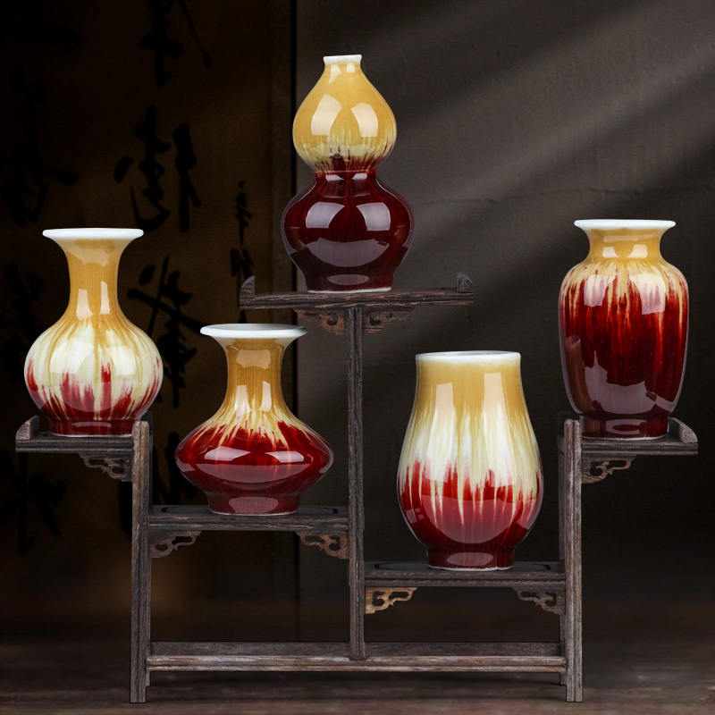 Archaize jun porcelain of jingdezhen ceramics mini floret bottle furnishing articles rich ancient frame Chinese style living room office decoration