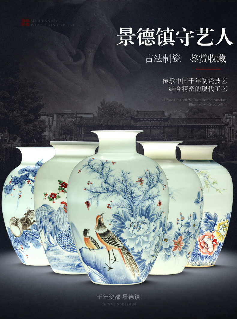 Jingdezhen ceramics famous hand - made vases furnishing articles living room flower arranging Chinese style household adornment TV ark