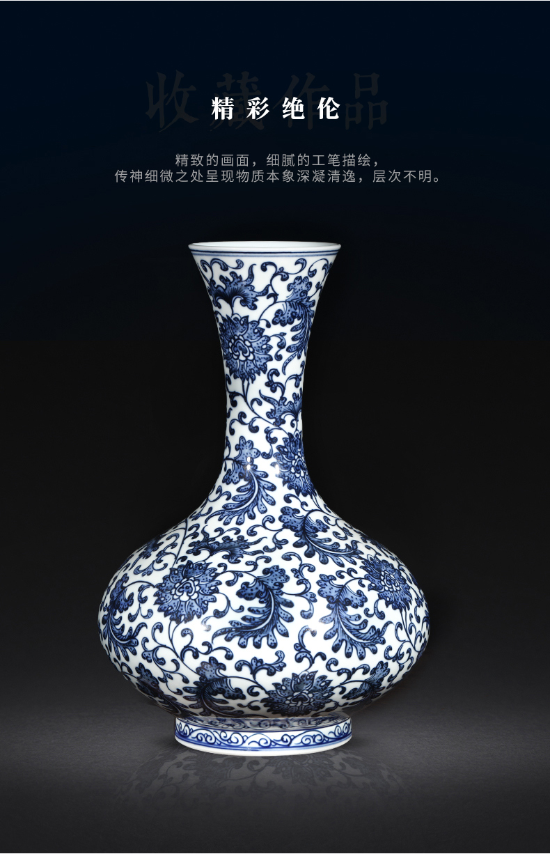 Jingdezhen ceramics hand - made archaize furnishing articles flower arranging Chinese style living room home wine ark, adornment blue and white porcelain vase