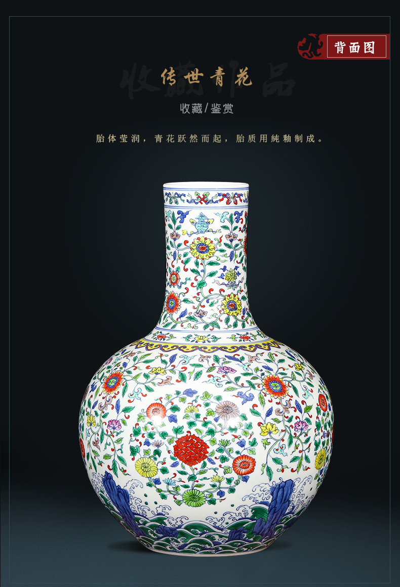 Jingdezhen ceramics imitation yongzheng hand - made color bucket vases, flower arranging new classical Chinese style porch sitting room adornment is placed