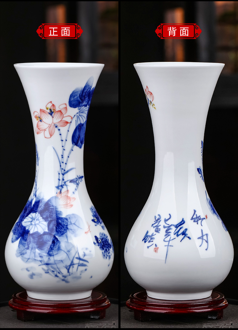 Jingdezhen ceramics hand - made of blue and white porcelain vase furnishing articles sitting room of the new Chinese style household flower arranging TV ark, adornment