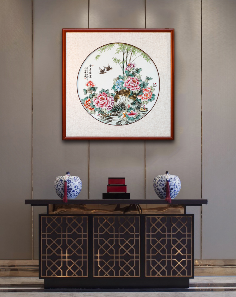 Jingdezhen ceramics hand - made porcelain plate painting new Chinese style porch corridor corridor light key-2 luxury decoration painting in the wind