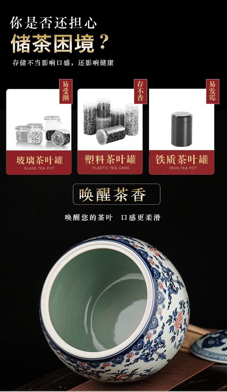 Hand - made of blue and white porcelain of jingdezhen ceramics storage as cans accessories archaize large with cover pu 'er tea pot furnishing articles