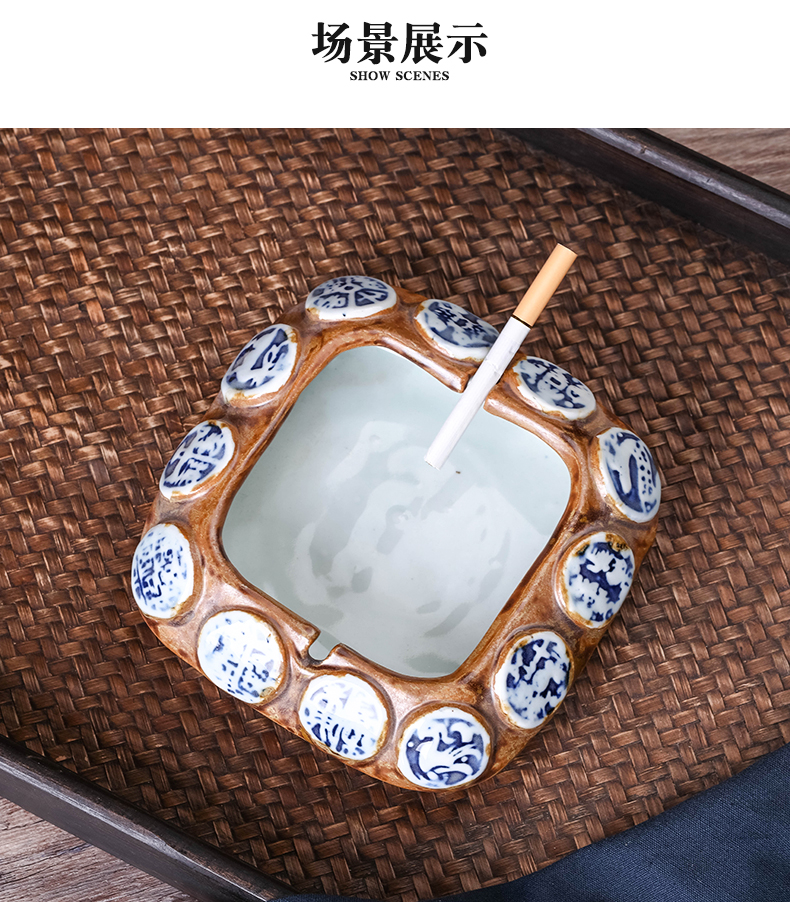 Jingdezhen creative move large ceramic ashtray fashion wind home office Chinese style restoring ancient ways is the ashtray