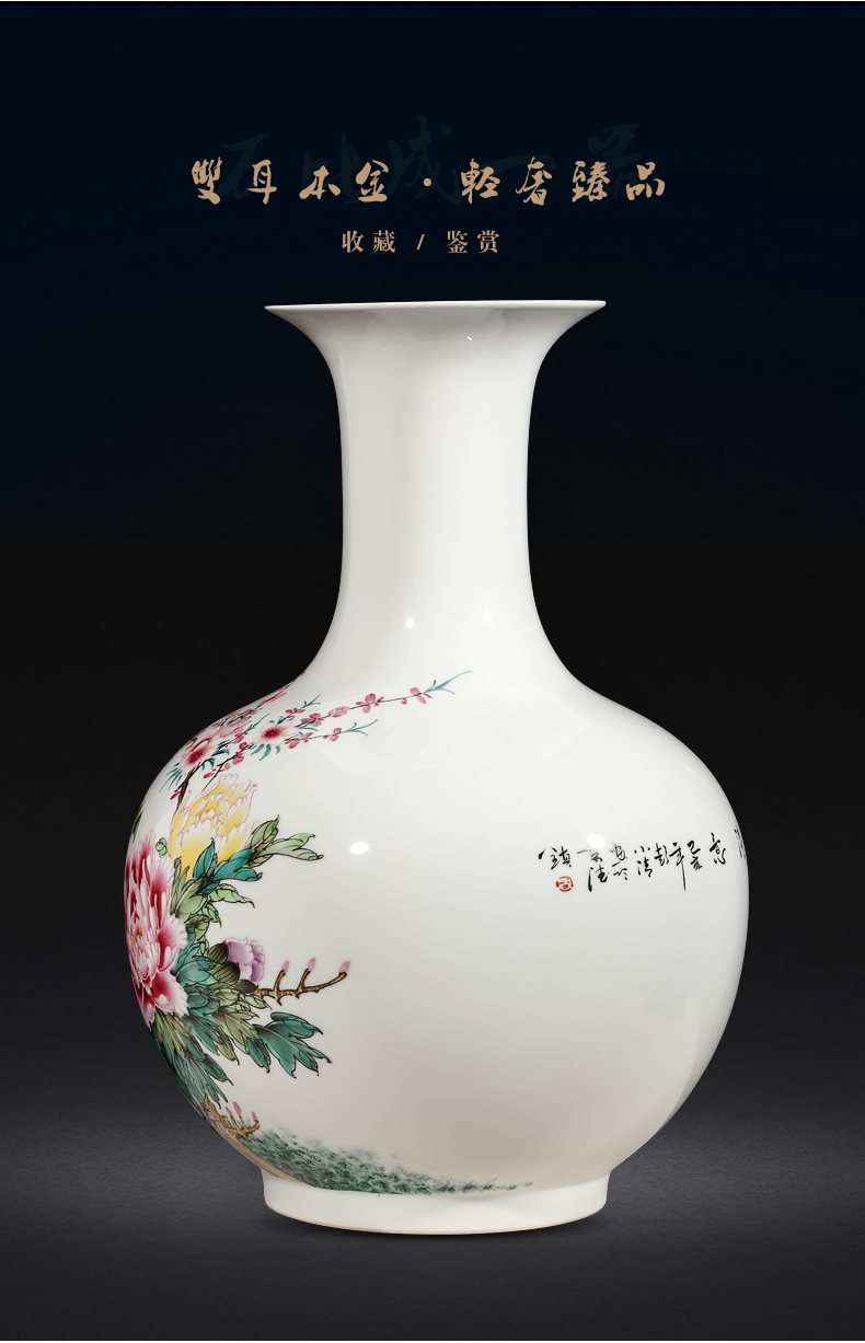 Jingdezhen ceramics by hand draw pastel peony vases, flower arranging Chinese style living room home furnishing articles