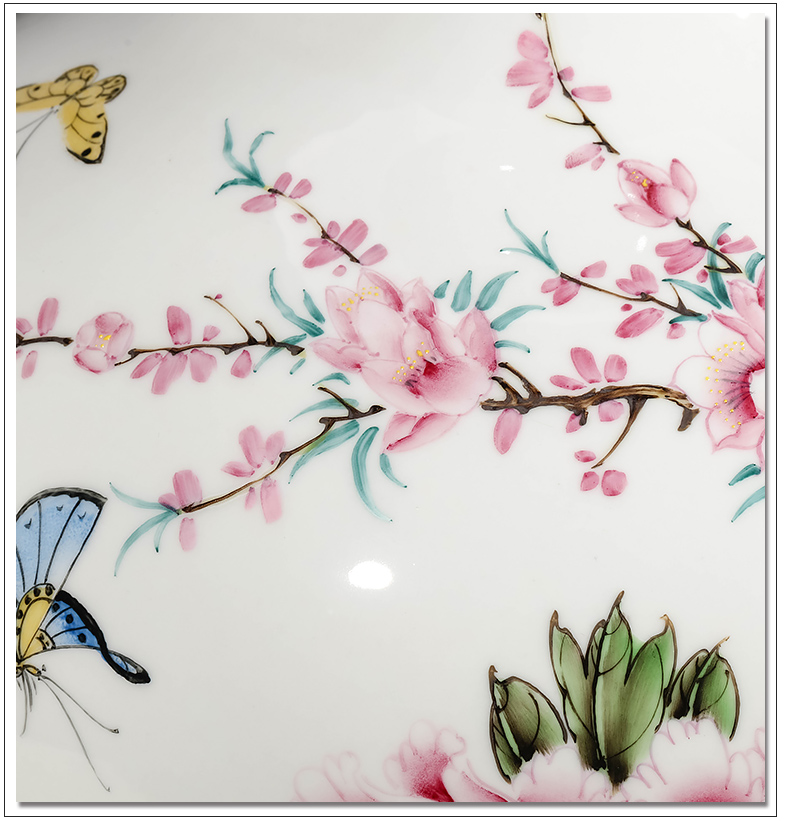 Jingdezhen ceramics by hand draw pastel peony vases, flower arranging Chinese style living room home furnishing articles