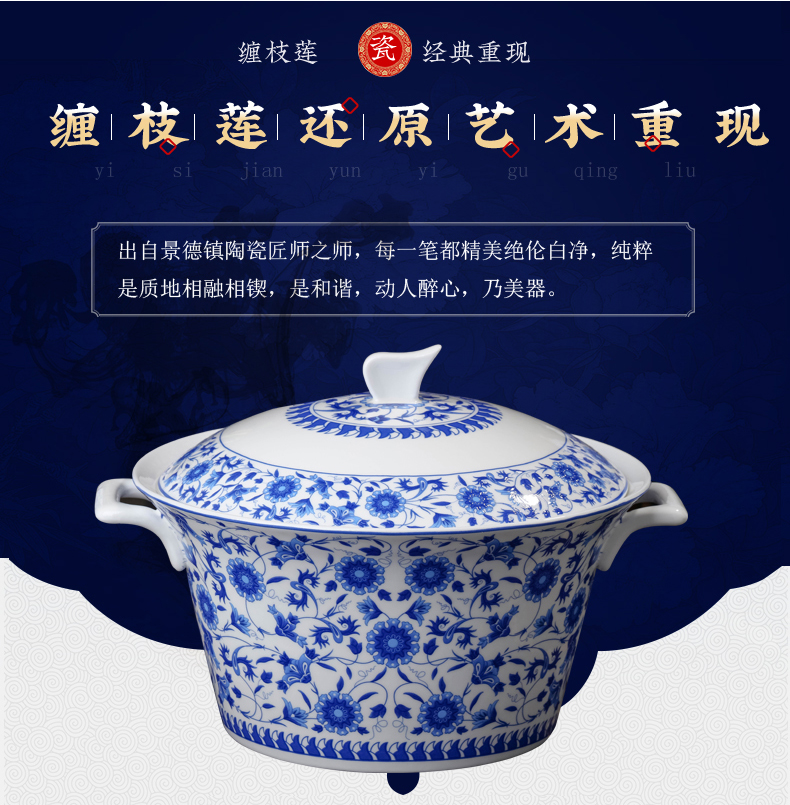 Chinese style restoring ancient ways of jingdezhen ceramics dishes suit 60 head home of blue and white porcelain tableware suit housewarming gift