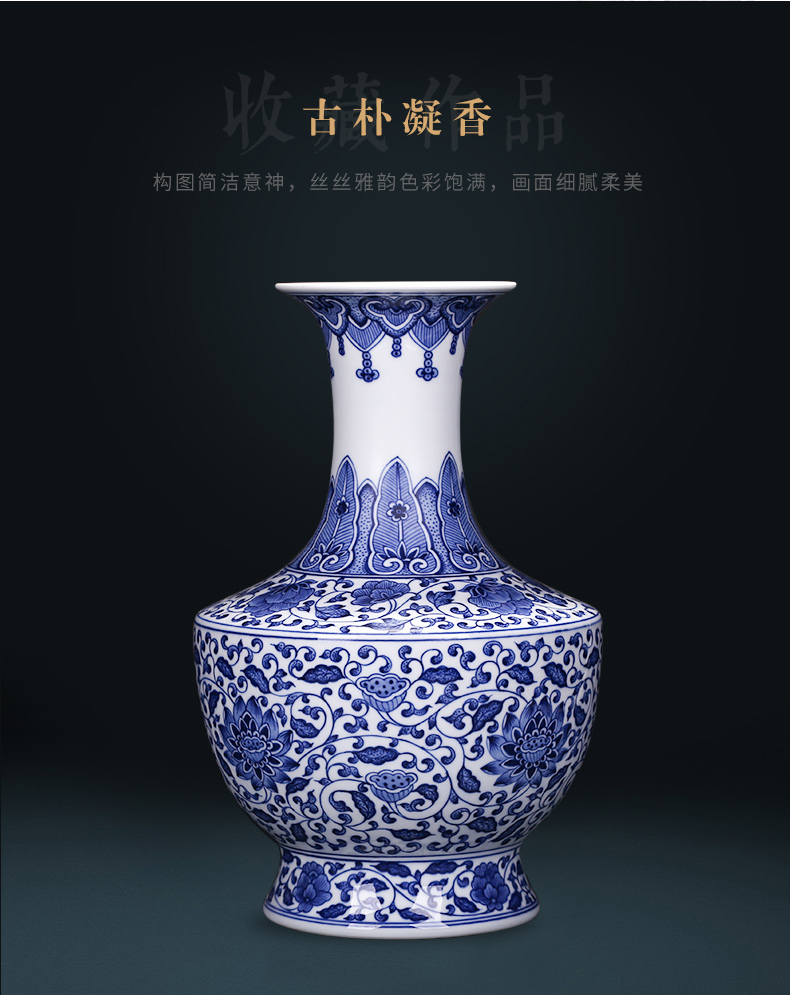 Jingdezhen ceramics hand - made antique Chinese blue and white porcelain vases, flower arrangement sitting room home decoration handicraft furnishing articles