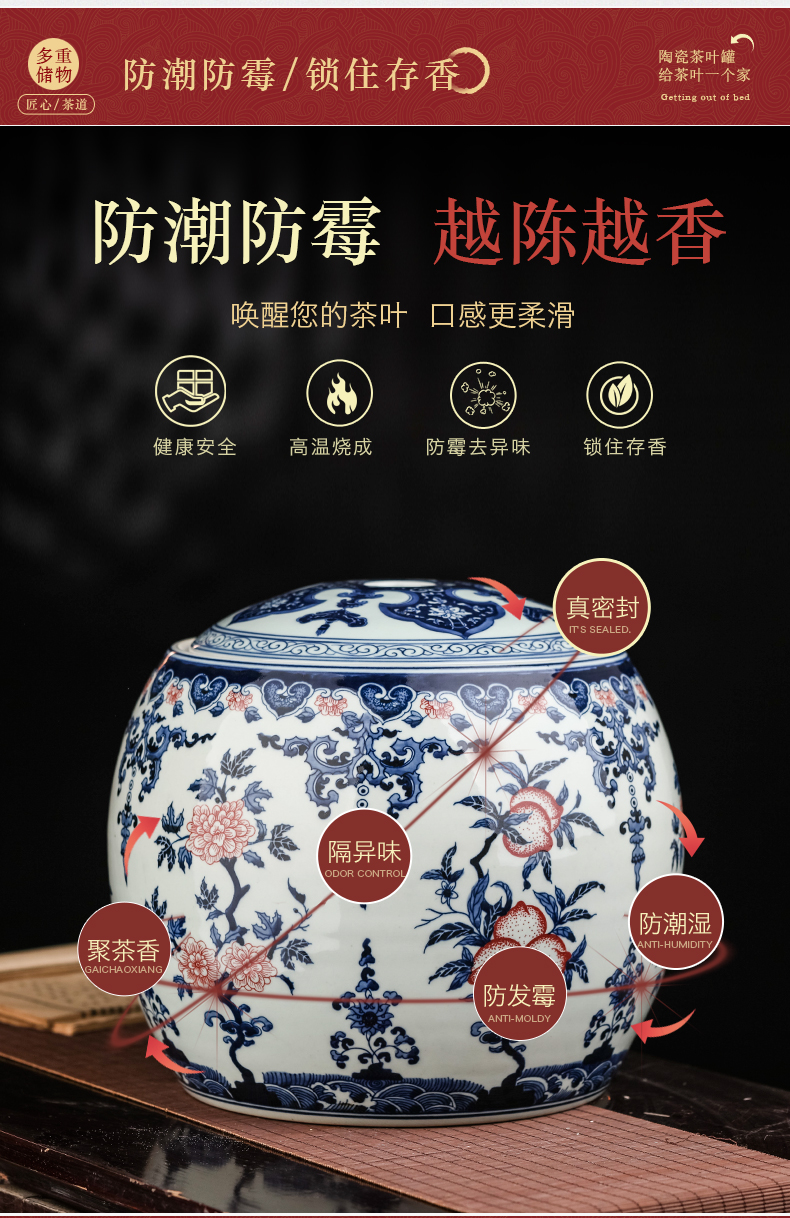 Hand - made of blue and white porcelain of jingdezhen ceramics storage as cans accessories archaize large with cover pu 'er tea pot furnishing articles